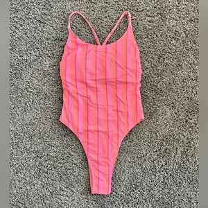 NWT Cupshe One Piece Striped Swimsuit, Cheeky, Size Small
